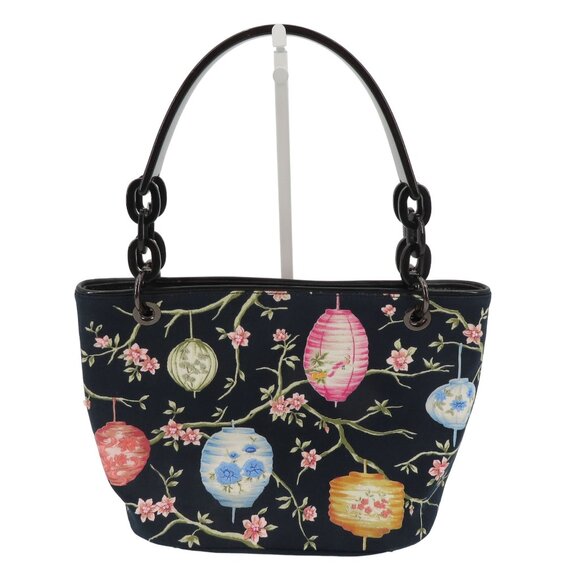 Talbots Paper Lanterns Cherry Blossom Flowers Embroidered Beaded Handbag Purse - Picture 1 of 11